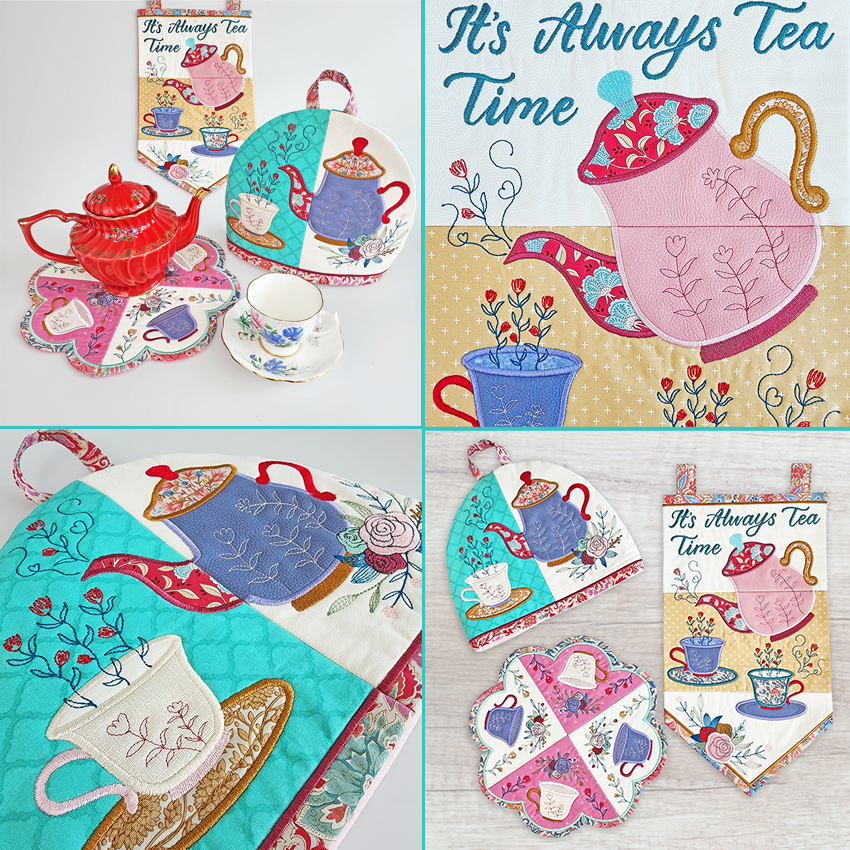 Tea Time Set In the hoop machine embroidery designs