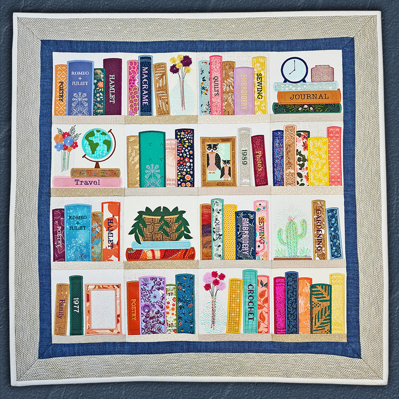 Bookshelf Quilt 4x4 5x5 6x6 7x7 - Sweet Pea In The Hoop Machine Embroidery Design