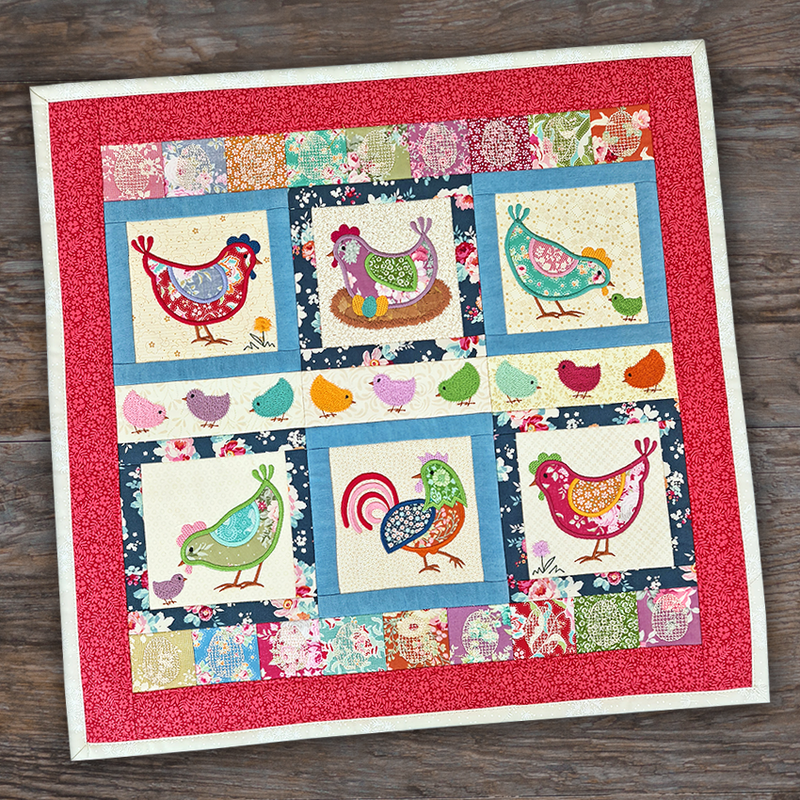 Clucking Around Quilt 4x4 5x5 6x6 7x7 - Sweet Pea In The Hoop Machine Embroidery Design
