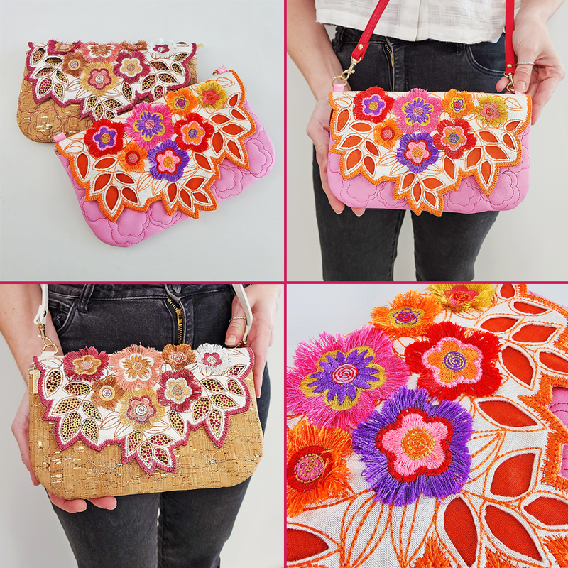 Women Purse. Cute Big Fashion Shoulder & Hand Floral Embroidery Design Purse  | eBay
