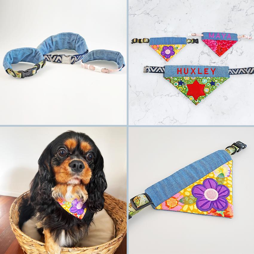 Over the Collar Pet Bandanas 5x7 6x10 7x12 In the hoop machine embroidery designs