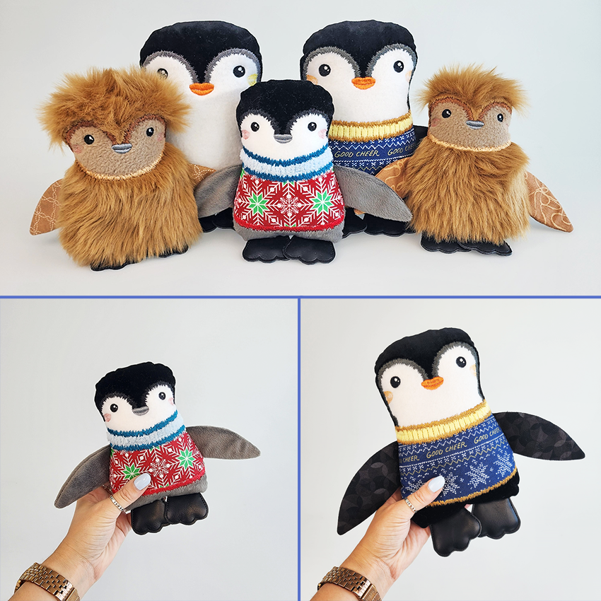 Penguin Stuffies 5x7 6x10 8x12 In the hoop machine embroidery designs