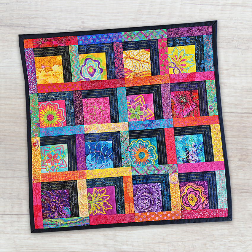 Floral Shadow Box Quilt 4x4 5x5 6x6 7x7 In the hoop machine embroidery designs