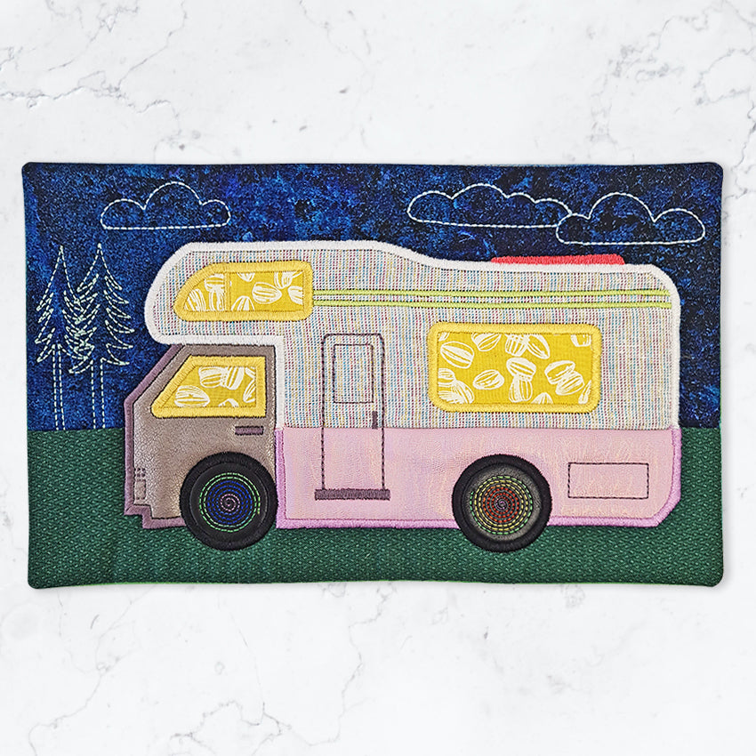 Motorhome Add-on Block or Mug Rug 5x7 6x10 8x12 - Sweet Pea Australia In the hoop machine embroidery designs. in the hoop project, in the hoop embroidery designs, craft in the hoop project, diy in the hoop project, diy craft in the hoop project, in the hoop embroidery patterns, design in the hoop patterns, embroidery designs for in the hoop embroidery projects, best in the hoop machine embroidery designs perfect for all hoops and embroidery machines