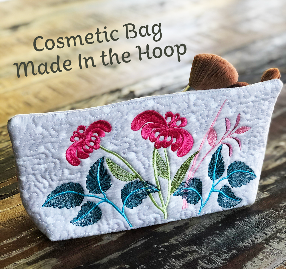 Floral Cosmetic Bag 5x7 6x10 7x12 - Sweet Pea Australia In the hoop machine embroidery designs. in the hoop project, in the hoop embroidery designs, craft in the hoop project, diy in the hoop project, diy craft in the hoop project, in the hoop embroidery patterns, design in the hoop patterns, embroidery designs for in the hoop embroidery projects, best in the hoop machine embroidery designs perfect for all hoops and embroidery machines