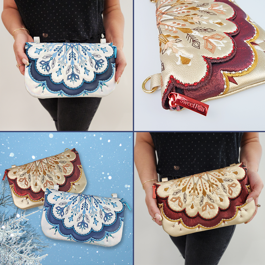 Snowflake Clutch 5x7 6x10 7x12 9.5x14 In the hoop machine embroidery designs