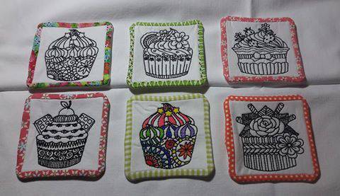 Painted Cupcake Coasters Colouring in 4x4 5x5 - Sweet Pea