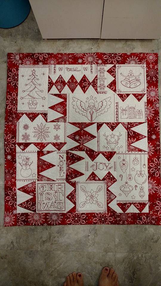 Emma's Christmas Redwork Quilt 6x10