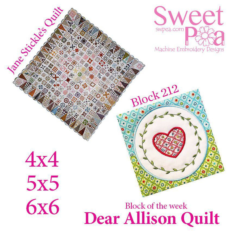 Dear Allison quilt block 212 in the 4x4 5x5 6x6 - Sweet Pea