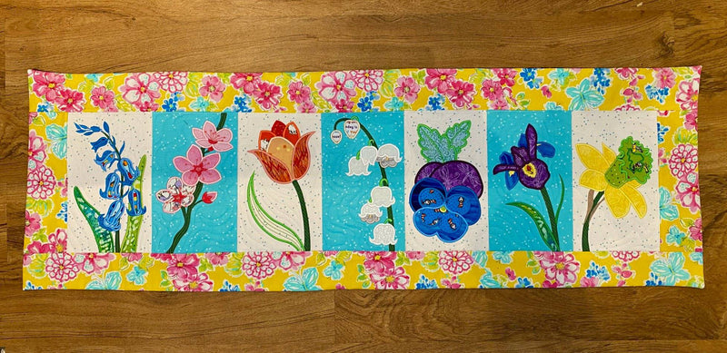 Spring Flowers Table Runner 5x7 6x10 8x12 - Sweet Pea