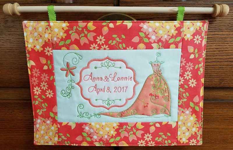 Wedding dress wedding announcement 6x10 7x12 9x12 in the hoop machine embroidery designs - Sweet Pea