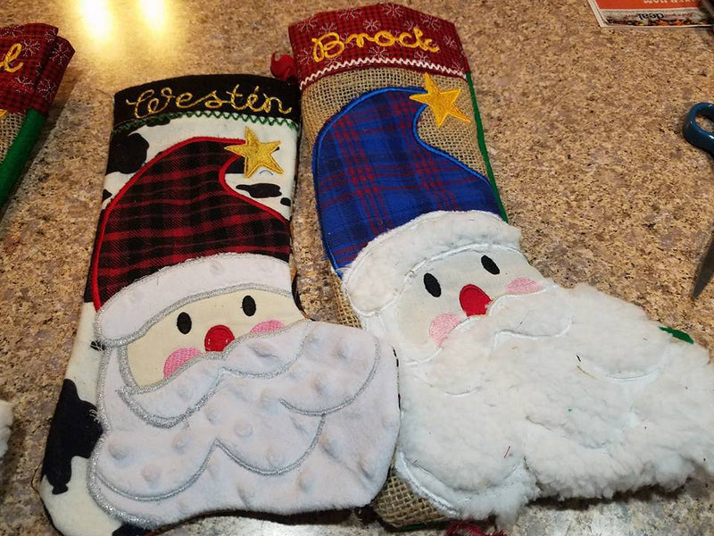 ITH Christmas stocking with Santa Christmas Toy Cross-stitch