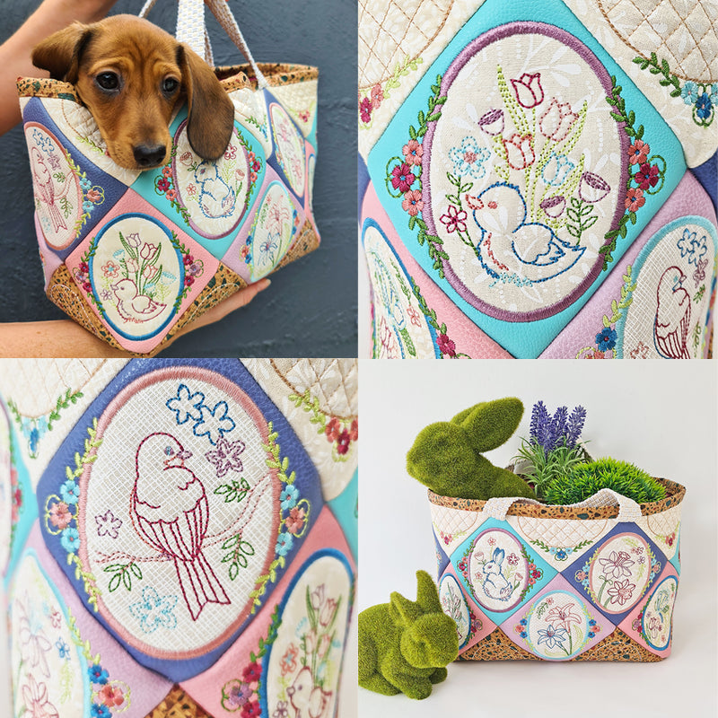 Embroidery Design ITH - Easter Redwork Basket