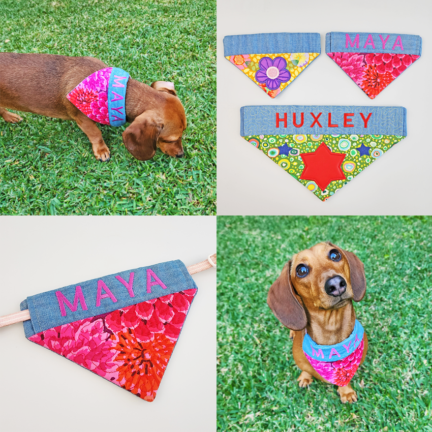 Over the Collar Pet Bandanas 5x7 6x10 7x12 In the hoop machine embroidery designs