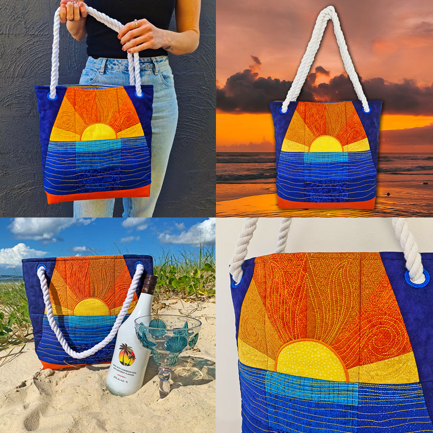 Sunset Beach Tote Bag 5x7 6x10 8x12 - Sweet Pea Australia In the hoop machine embroidery designs. in the hoop project, in the hoop embroidery designs, craft in the hoop project, diy in the hoop project, diy craft in the hoop project, in the hoop embroidery patterns, design in the hoop patterns, embroidery designs for in the hoop embroidery projects, best in the hoop machine embroidery designs perfect for all hoops and embroidery machines