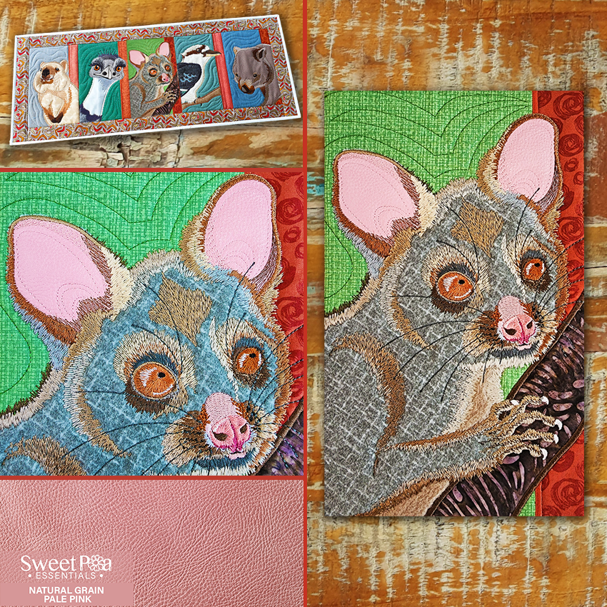 Brushtail Possum Add-on Block 5x7 6x10 7x12 In the hoop machine embroidery designs