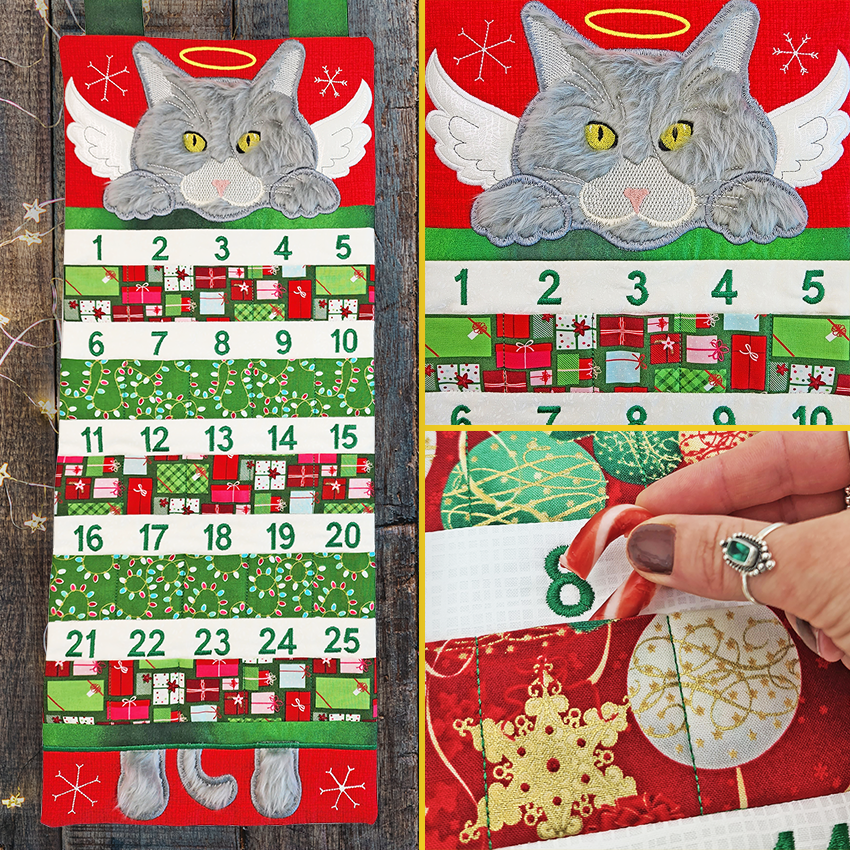 Cat & Dog Advent Hangers 5x7 6x10 7x12 In the hoop machine embroidery designs