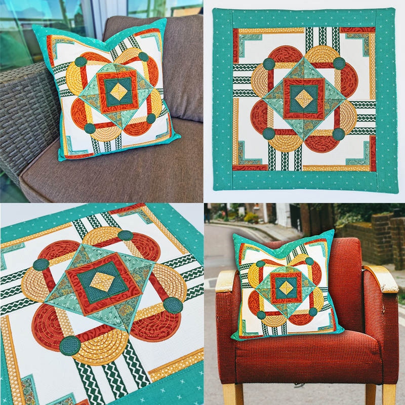 Geometric Shapes Cushion 5x5 6x6 7x7 8x8 - Sweet Pea In The Hoop Machine Embroidery Design
