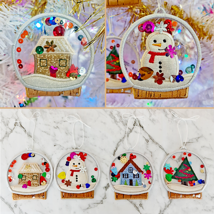 Snow Globe Ornaments 4x4 - Sweet Pea Australia In the hoop machine embroidery designs. in the hoop project, in the hoop embroidery designs, craft in the hoop project, diy in the hoop project, diy craft in the hoop project, in the hoop embroidery patterns, design in the hoop patterns, embroidery designs for in the hoop embroidery projects, best in the hoop machine embroidery designs perfect for all hoops and embroidery machines