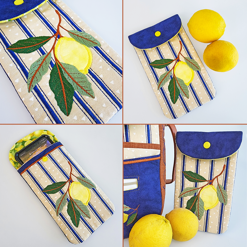 Lemon Lane Bag Set In the hoop machine embroidery designs