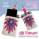 3D Flower Mobile Phone Purse and Zipper Purse 5x7 6x10 - Sweet Pea