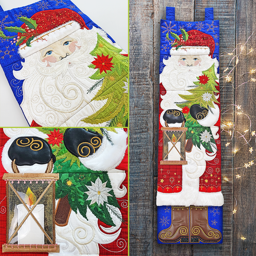 Father Christmas Hanger 5x7 6x10 7x12 In the hoop machine embroidery designs