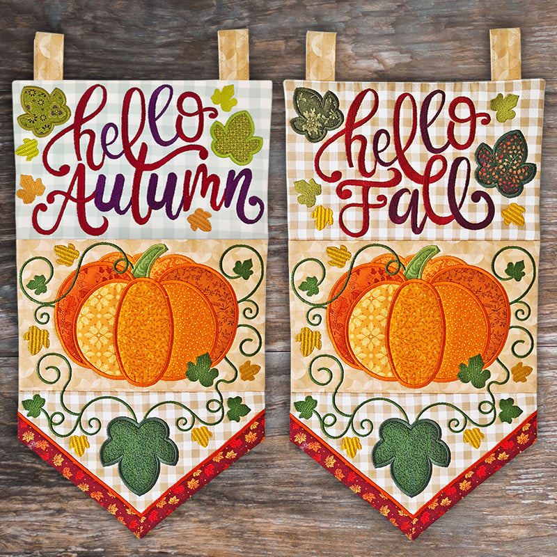 Hello Fall Hanger ITH Machine Embroidery Design