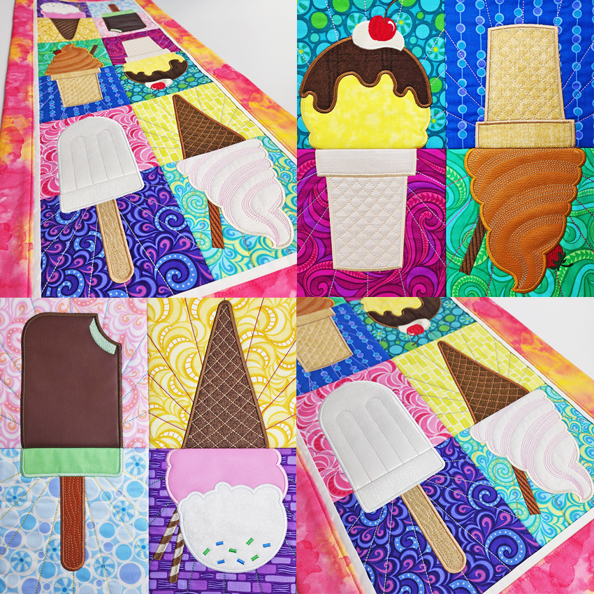 Iced Treats Runner 4x4 5x5 6x6 7x7 In the hoop machine embroidery designs