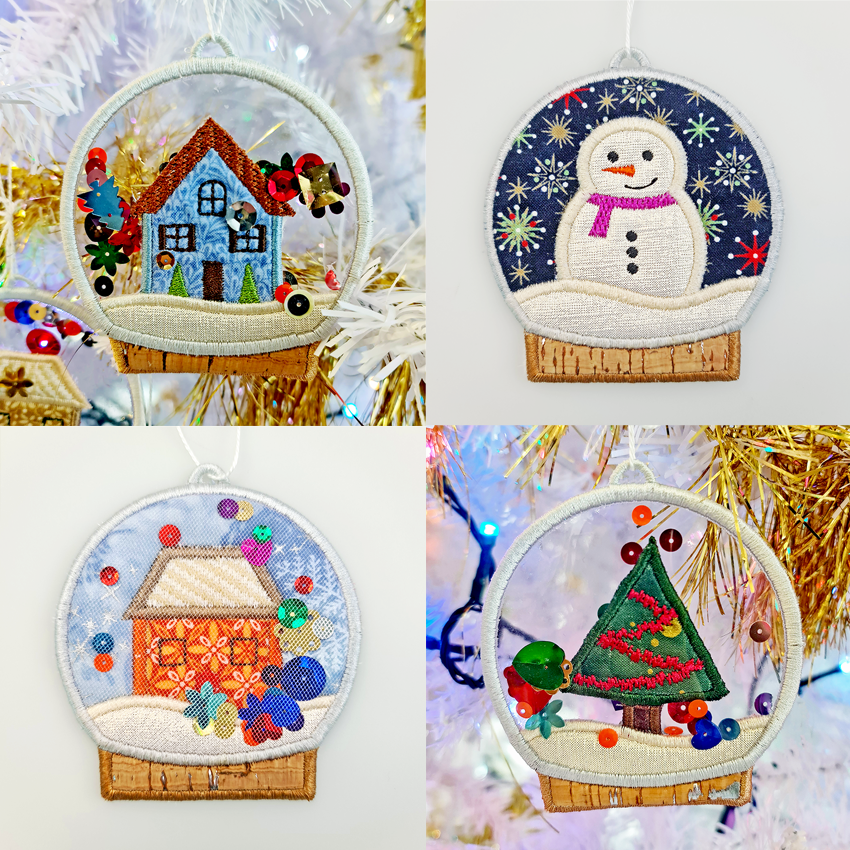 Snow Globe Ornaments 4x4 - Sweet Pea Australia In the hoop machine embroidery designs. in the hoop project, in the hoop embroidery designs, craft in the hoop project, diy in the hoop project, diy craft in the hoop project, in the hoop embroidery patterns, design in the hoop patterns, embroidery designs for in the hoop embroidery projects, best in the hoop machine embroidery designs perfect for all hoops and embroidery machines