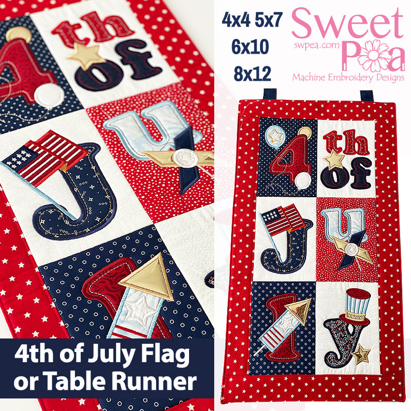 4th of July Flag or Wall Hanger 4x4 5x7 6x10 8x12 | Sweet Pea.