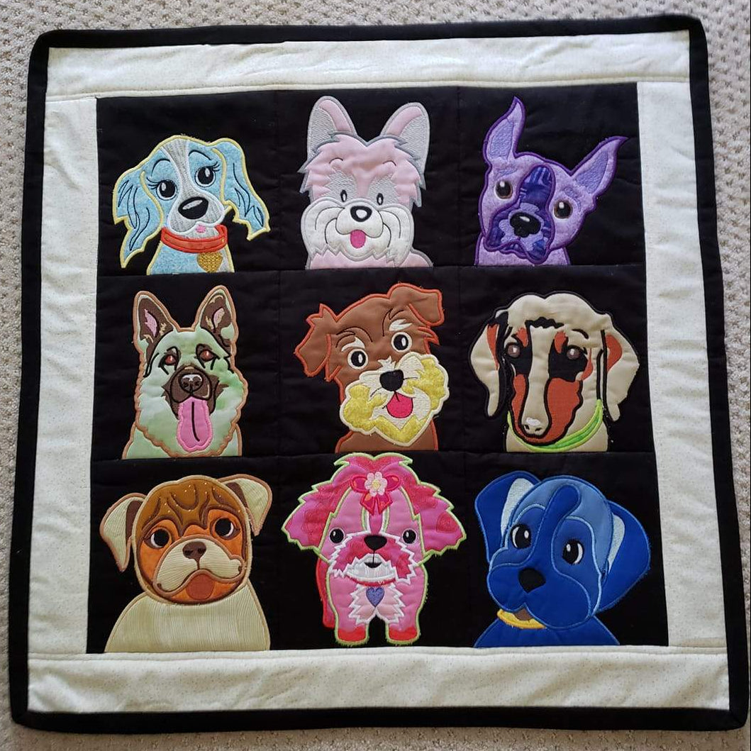 Woof Woof Quilt 4x4 5x5 6x6 7x7 - Sweet Pea Australia In the hoop machine embroidery designs. in the hoop project, in the hoop embroidery designs, craft in the hoop project, diy in the hoop project, diy craft in the hoop project, in the hoop embroidery patterns, design in the hoop patterns, embroidery designs for in the hoop embroidery projects, best in the hoop machine embroidery designs perfect for all hoops and embroidery machines