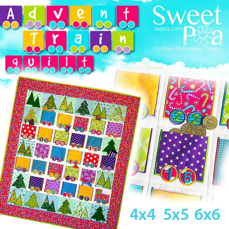 Advent Train Quilt 4x4 5x5 6x6 - Sweet Pea