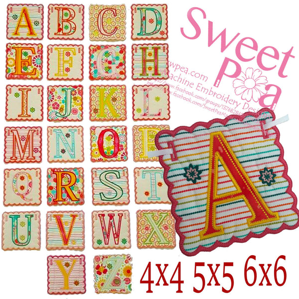 Alphabet Bunting 4x4 5x5 6x6 - Sweet Pea