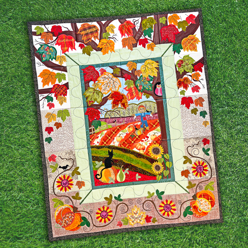 An Autumn Day Quilt 4x4 5x5 6x6 7x7 8x8 In the hoop machine embroidery designs