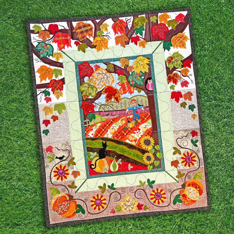 An Autumn Day Quilt 4x4 5x5 6x6 7x7 8x8 - Sweet Pea In The Hoop Machine Embroidery Design hoop machine embroidery designs, embroidery patterns, embroidery set, embroidery appliqué, hoop embroidery designs, small hoop designs, the best in the hoop machine embroidery designs, the best in the hoop sewing and embroidery designs