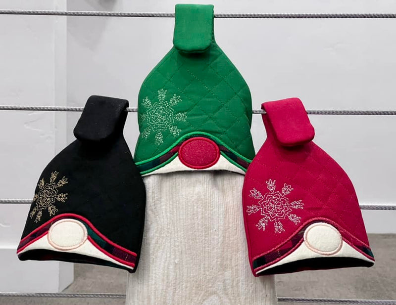Gnome Christmas House Kitchen Decor Oven Mitt Pot Holder Towel