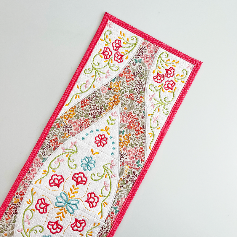 Elegant Embroidered Table Runner in the hoop machine embroidery design