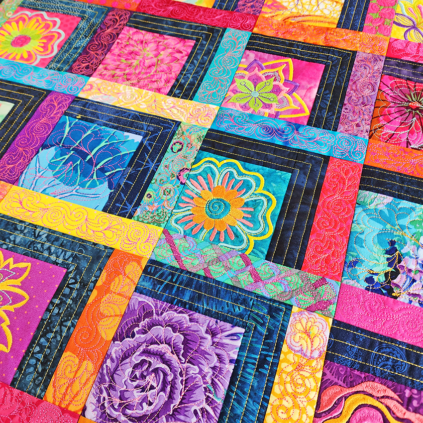 Floral Shadow Box Quilt 4x4 5x5 6x6 7x7 In the hoop machine embroidery designs