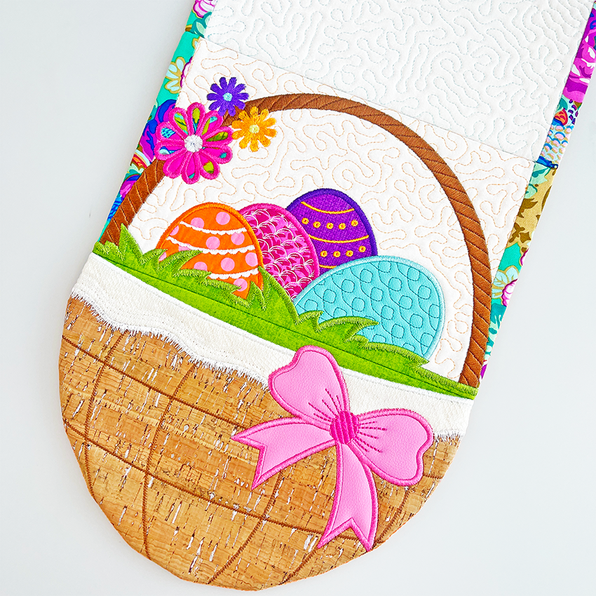 Easter Egg Basket Table Runner 5x7 6x10 7x12 In the hoop machine embroidery designs