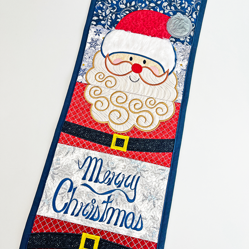 Jolly Santa Table Runner 5x7 6x10 7x12 In the hoop machine embroidery designs