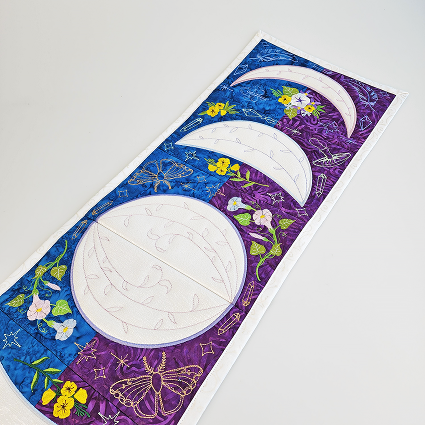 Moon Phase Runner 5x7 6x10 7x12 In the hoop machine embroidery designs