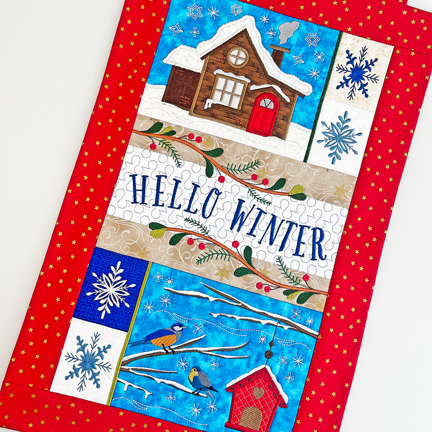 Hello Winter Hanger 5x7 6x10 7x12 In the hoop machine embroidery designs