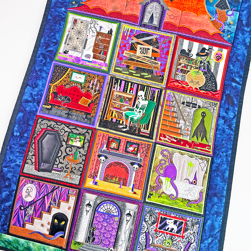 Halloween Haunted House Quilt - Bulk Pack In the hoop machine embroidery designs