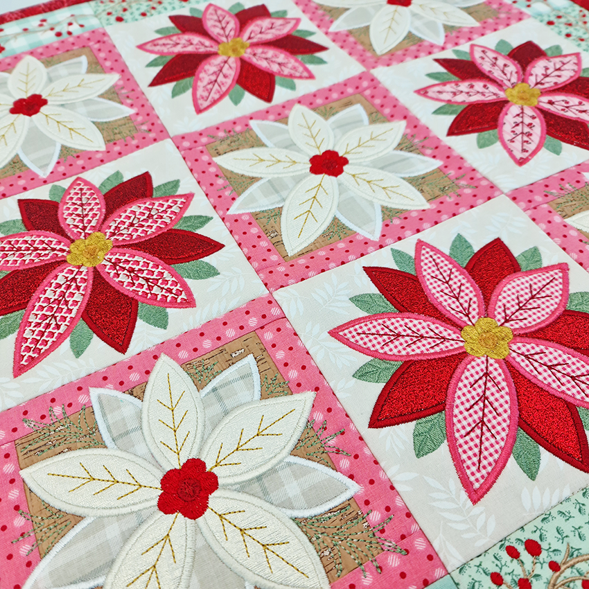 Poinsettia Blocks/Quilt 4x4 5x5 6x6 7x7 - Sweet Pea Australia In the hoop machine embroidery designs. in the hoop project, in the hoop embroidery designs, craft in the hoop project, diy in the hoop project, diy craft in the hoop project, in the hoop embroidery patterns, design in the hoop patterns, embroidery designs for in the hoop embroidery projects, best in the hoop machine embroidery designs perfect for all hoops and embroidery machines