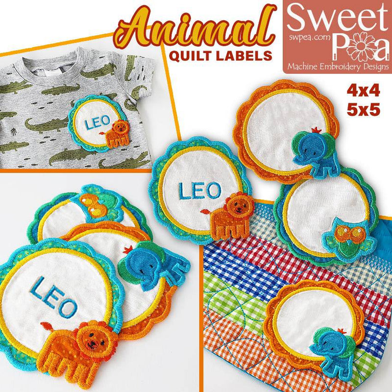 Animal Quilt Labels 4x4 5x5 - Sweet Pea