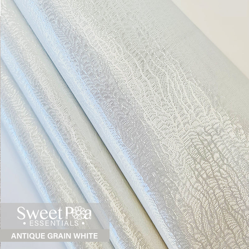 Perfect Pro™ Faux Leather - Antique Grain White 0.8mm | Sweet Pea.