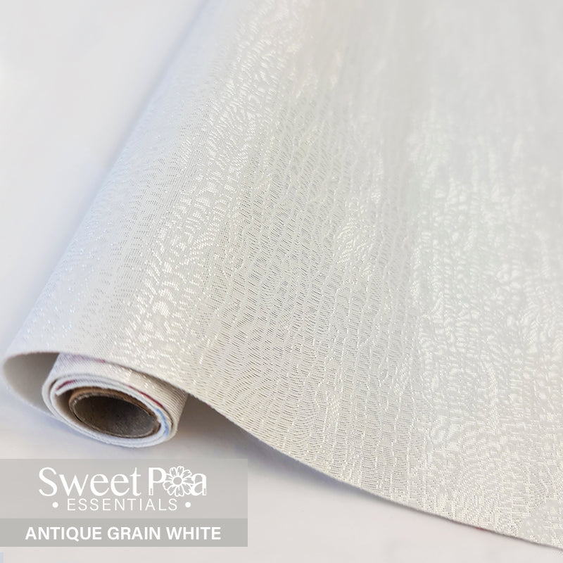 Perfect Pro™ Faux Leather - Antique Grain White 0.8mm | Sweet Pea.