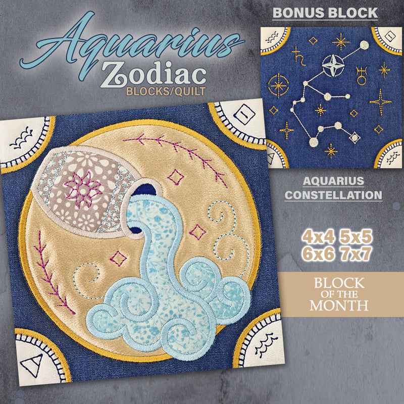 BOM Zodiac Quilt Block 11 - Aquarius | Sweet Pea.