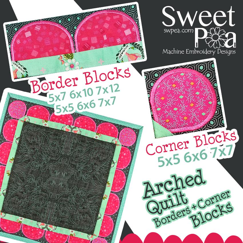 Arched Quilt Border Block 5x5 6x6 and 7x7 - Sweet Pea Australia In the hoop machine embroidery designs. in the hoop project, in the hoop embroidery designs, craft in the hoop project, diy in the hoop project, diy craft in the hoop project, in the hoop embroidery patterns, design in the hoop patterns, embroidery designs for in the hoop embroidery projects, best in the hoop machine embroidery designs perfect for all hoops and embroidery machines