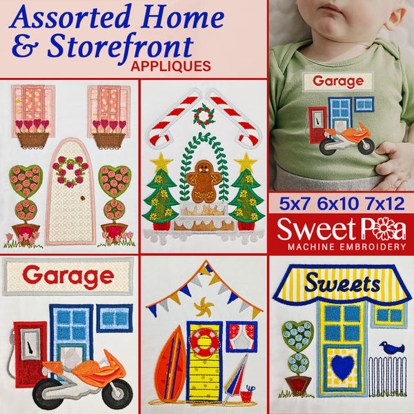 Assorted Home & Storefront Appliques 5x7 6x10 7x12 | Sweet Pea.